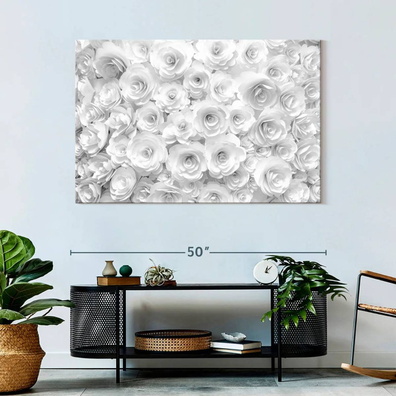Impression sur toile White Roses, H 32 po x l 48 po x P 1,25 po