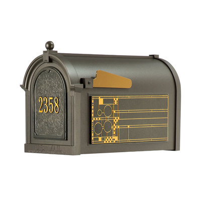 Paquet: Boîte aux lettres Frank Lloyd Wright Coonley # 1 (boîte aux lettres Capitol, porte personnalisée, côtés Coonley non personnalisés)