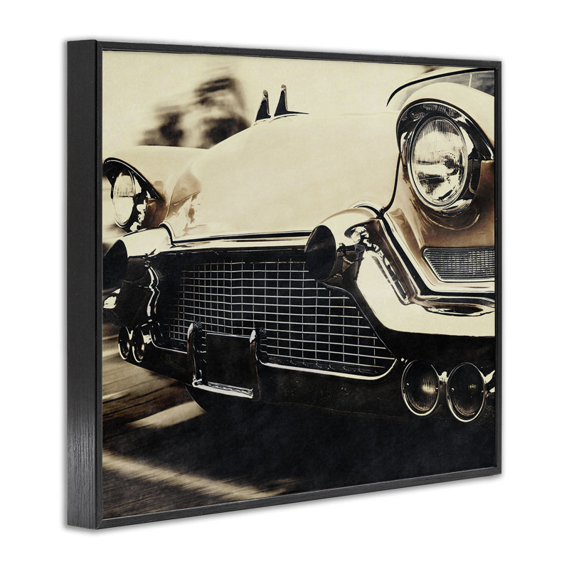 Giclée encadrée par des phares rétro, conception par Marcus Prime, H 16 po x l 20 po, Giclée noire de minuit encadrée