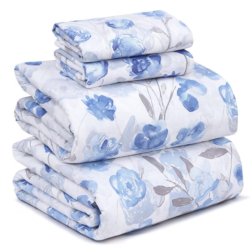 100% Cotton Sheets Sets Soft Crispy Percale Cooling Sheets 16 Inch Deep Pocket Bed Sheets, King Sheet Set with 2 Pillowcase