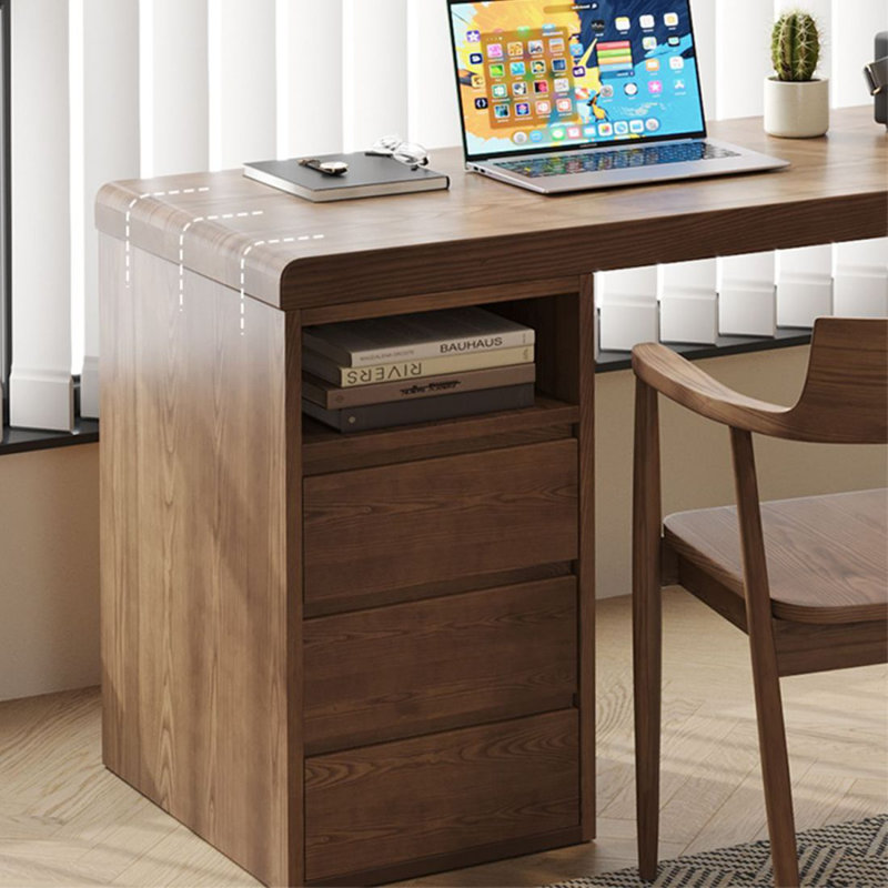 Bureau de direction rectangulaire en bois massif avec tiroirs Burlywood, H 29,53 po x l 62,99 po x P 23,62 po