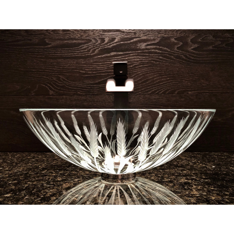Elegant Glass Engraving Studio 16.5'' Glass Circular Bathroom Sink
