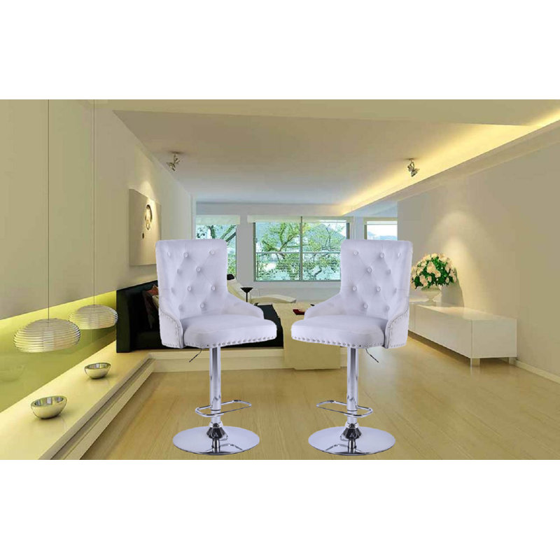 Tabouret de bar pivotant en velours Avryn, Gris clair, 2
