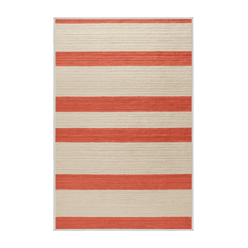 Tapis beige à rayures horizontales lavable à la machine, Tapis de couloir 2 pi x 4 pi