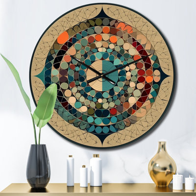Le grand mystère, illustration de mandala rétro III - horloge murale moderne géométrique