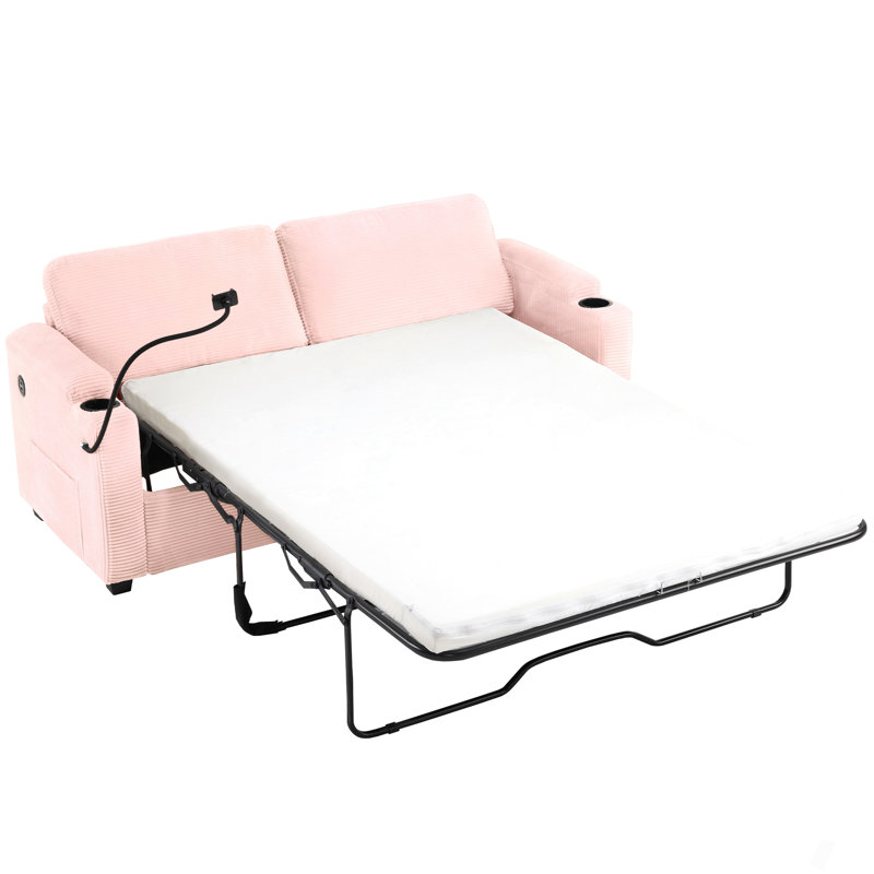 Canapé-lit 72,8 po avec matelas double, Rose