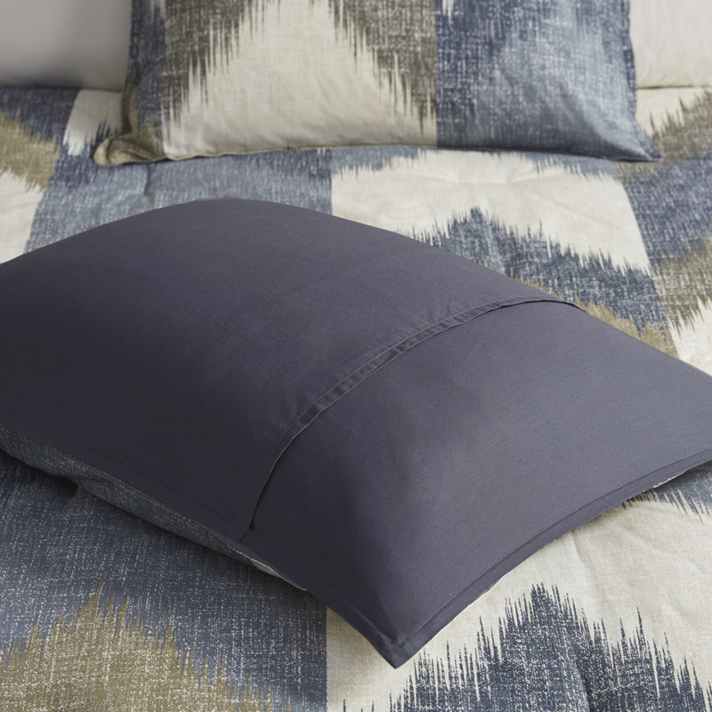 Édredon double - coton imprimé bleu marine, intérieur, 2 taies décoratives incluses pour une superbe aventure en coton, rembourré, imprimé, assorti