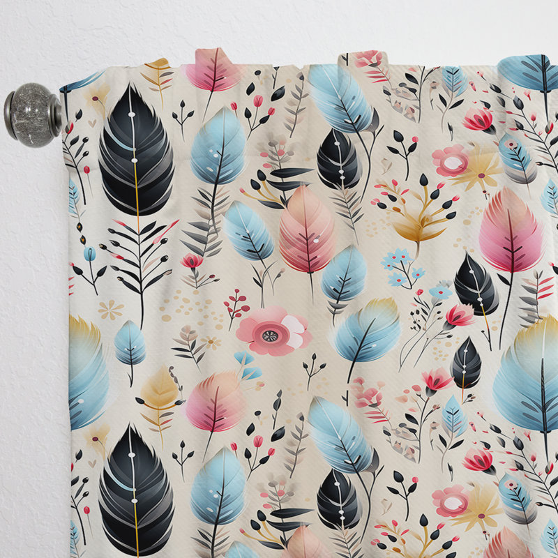 Tribal Dreamscape Feather Boho Motif I - Rideau obscurcissant abstrait Boho - 1 panneaux, L 52 po x L 84 po