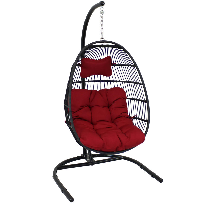 Chaise suspendue en polyéthylène avec coussins et support Cadmann - rouge, Rouge