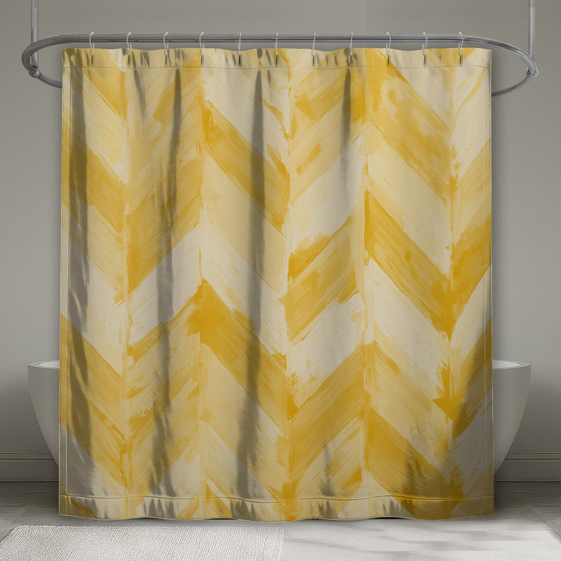 Rideaux de douche à motif de chevrons jaunes très longs, L 70 po x H 84 po