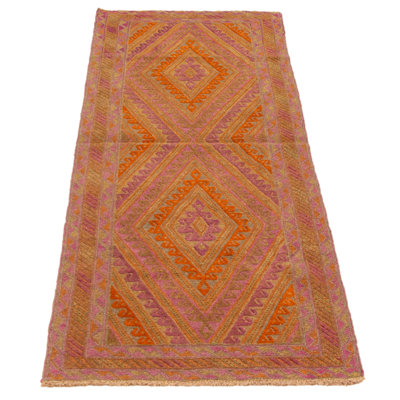 Tapis mauve noué à la main de conception unique 2 pi 4 po x 6 pi 2 po Joey-Lucas