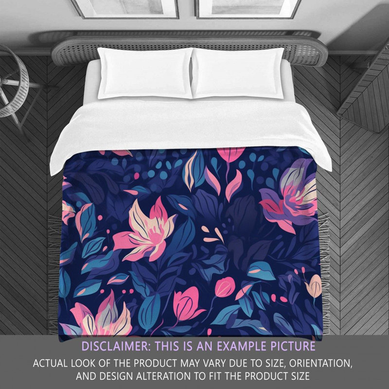 Machine Printed Comforter, King Comforter, Navy/Pink