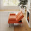 Canapé-lit pliant double en cuir orange 67 po avec dossier réglable et table basse 67 po pour espaces de vie compacts