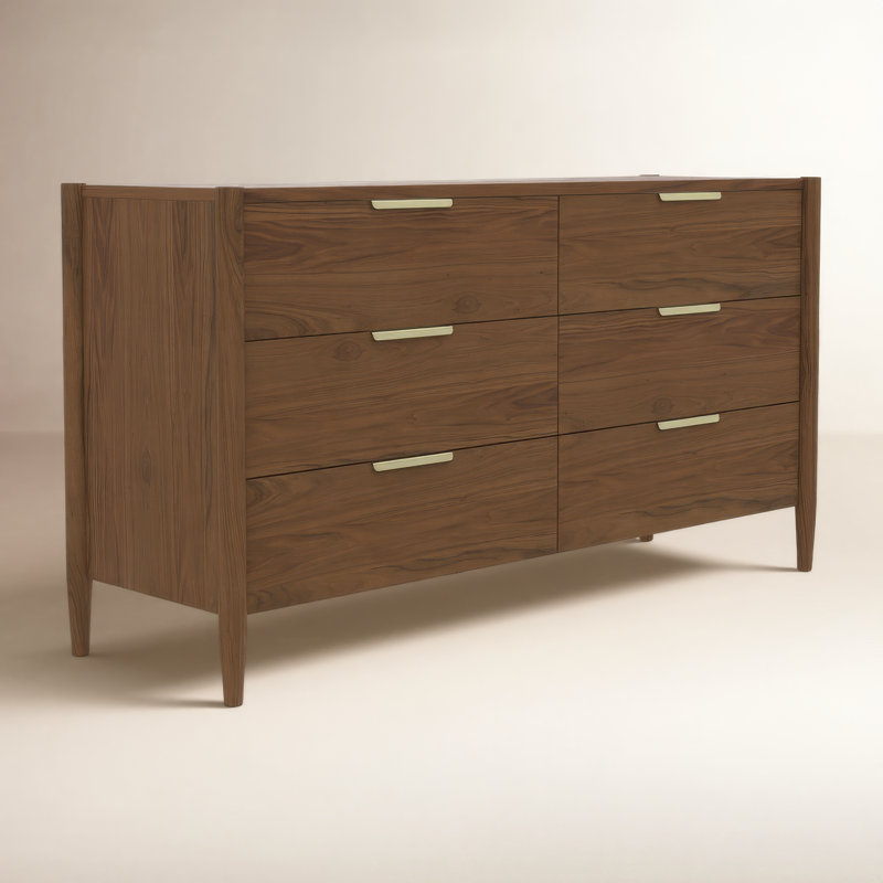 Commode 6 tiroirs Reece, Noyer riche