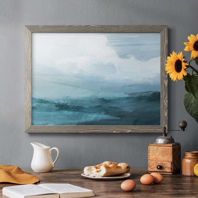 Toile tendue encadrée rustique Azure Rising IV, H 18 po x l 26 po x P 1,5 po, Encadré gris