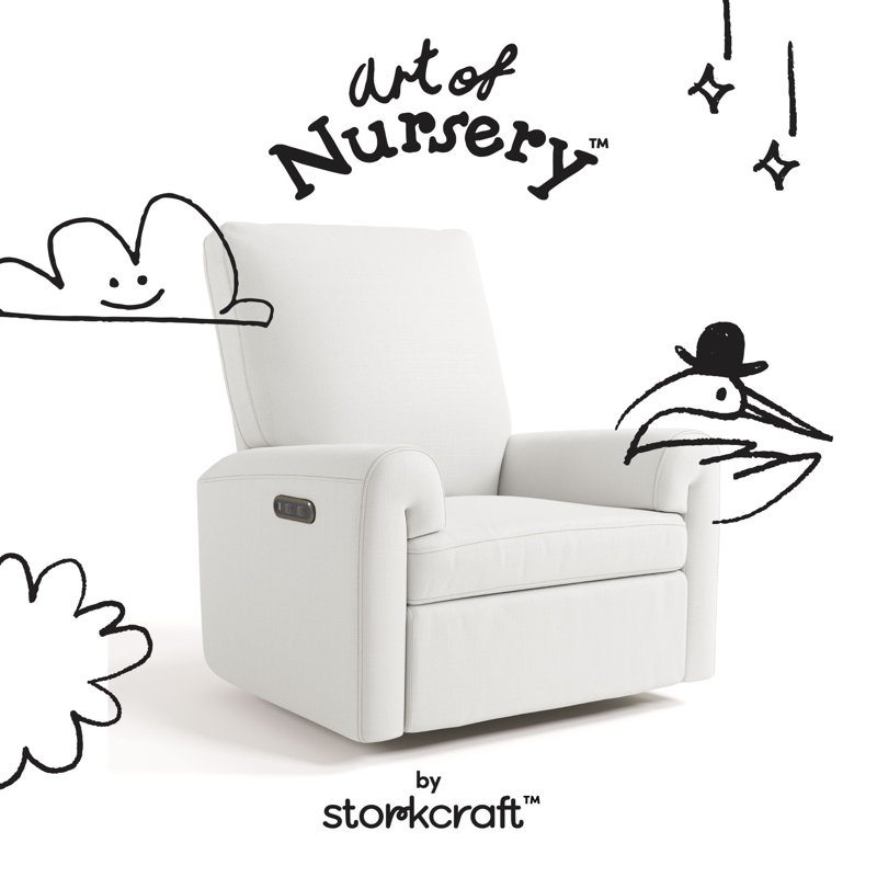 Sorrento Deluxe Power Recliner Swivel Glider, Ivory Basketweave