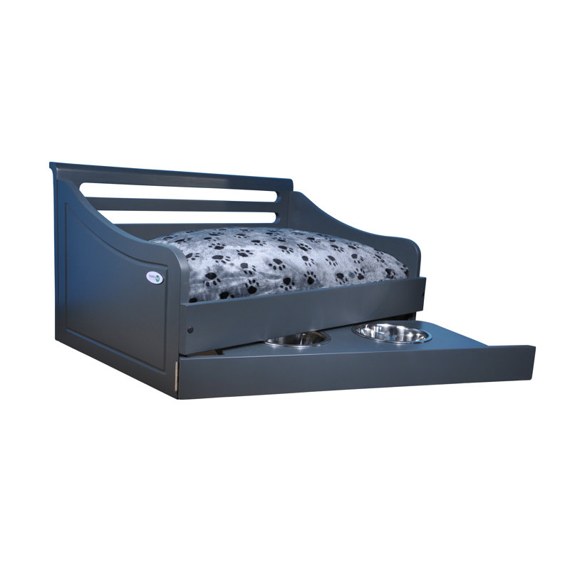 Canapé pour chien en bois Hardesty Paws, Petit (l 15,16 po x P 22,44 po x H 15,35 po), Gris charbon