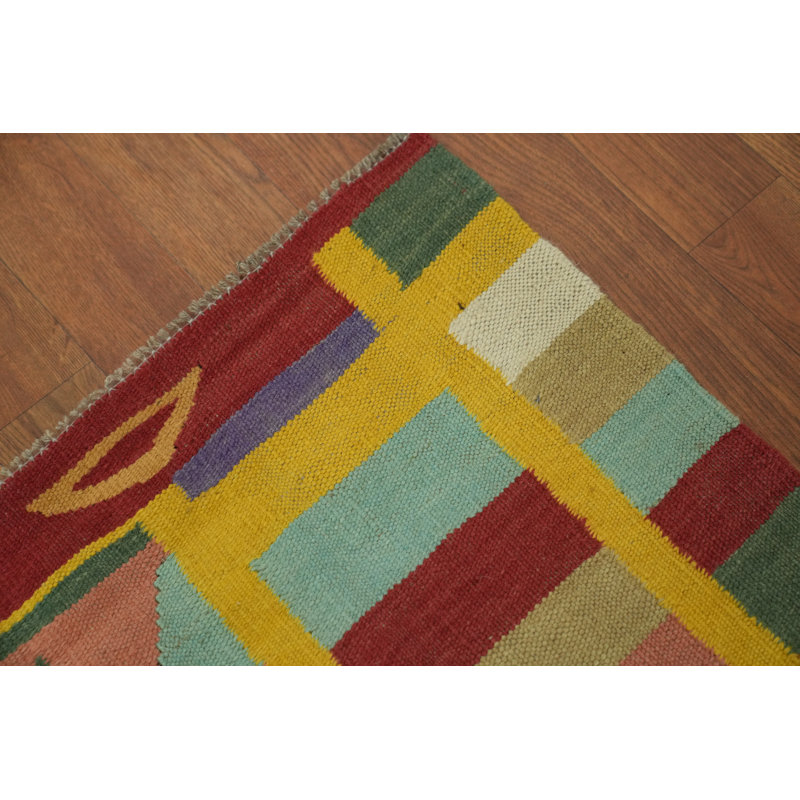 Tapis carré carré en laine Kilim 7 x 7