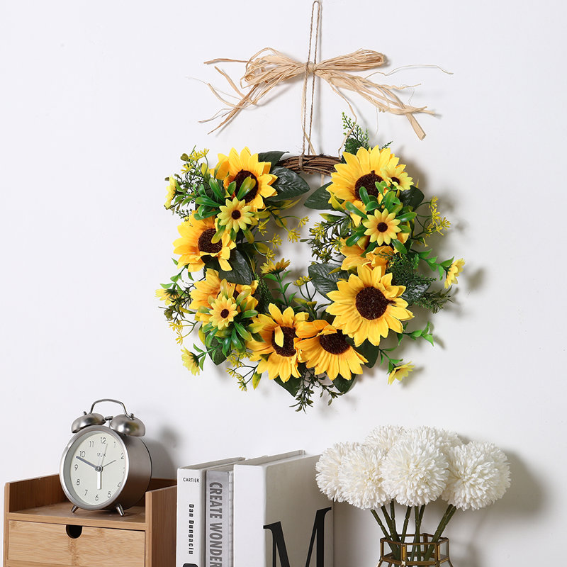 Handcrafted Faux Sunflower 35cm Wreath