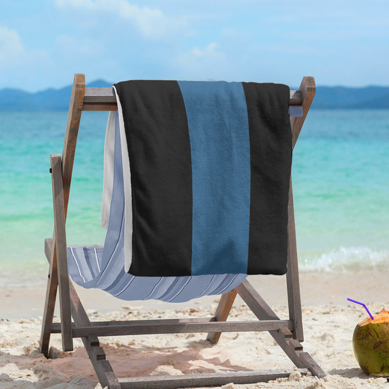 Columbus Lightweight Beach Towel, Microfiber, Black/Blue/Black