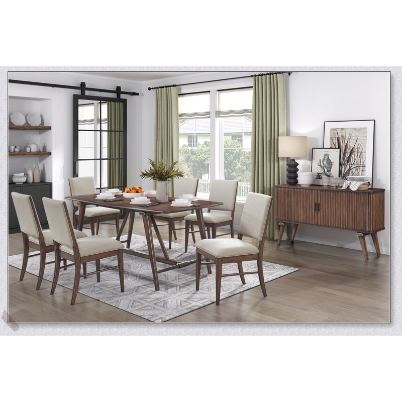 Ensemble de salle à manger moderne 5 pièces avec chaises rembourrées en tissu et table en bois robuste pour des repas confortables et élégants
