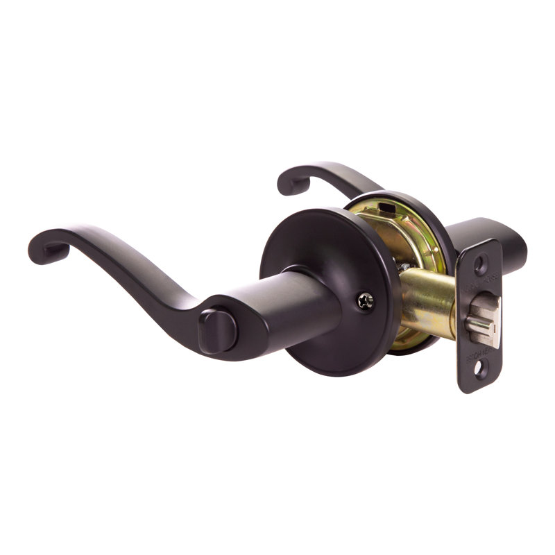 Scroll Lever Keyed Door Lever, Matte Black