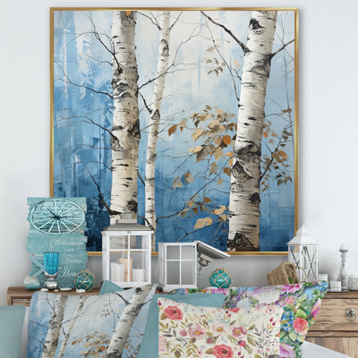 «White and Blue Birch Wood In Winter II», reproduction d'art sur toile