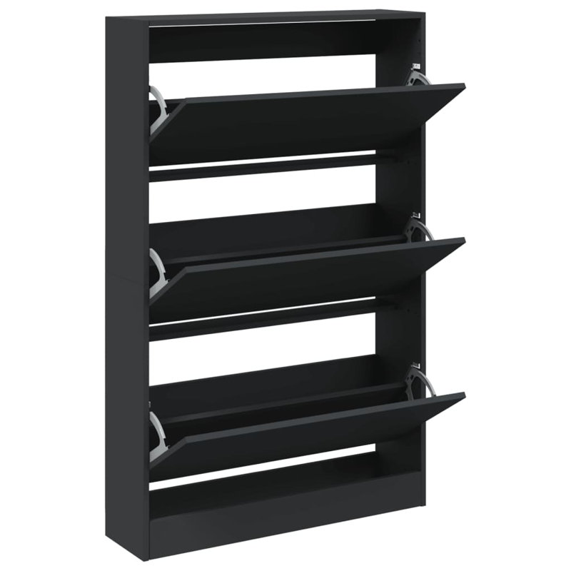 6 Pair Shoe Storage Cabinet, Black