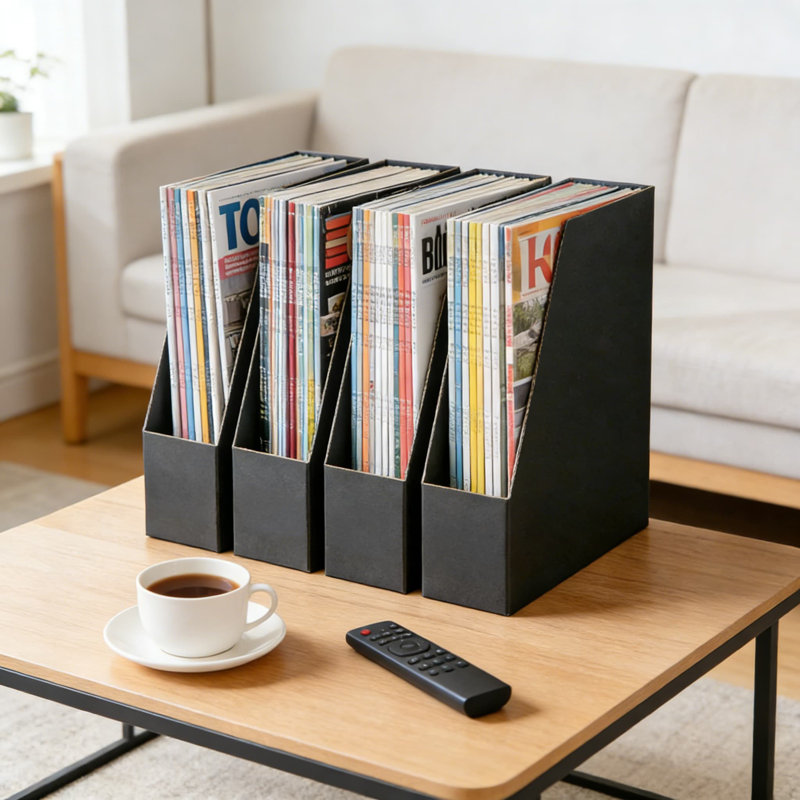 Porte-magazines, classeur vertical de 8 paquets, porte-revues robuste en carton ondulé pour documents de bureau, fournitures pour la maison et la salle de classe