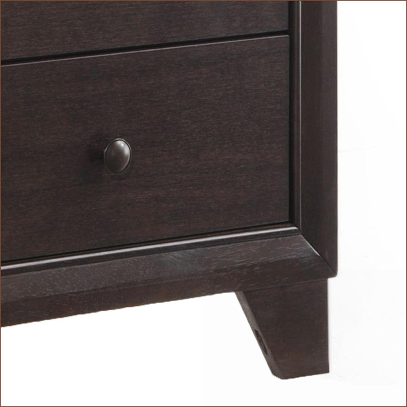 Table de chevet avec rangement à 2 tiroirs Espresso - Style chambre à coucher transitionnelle