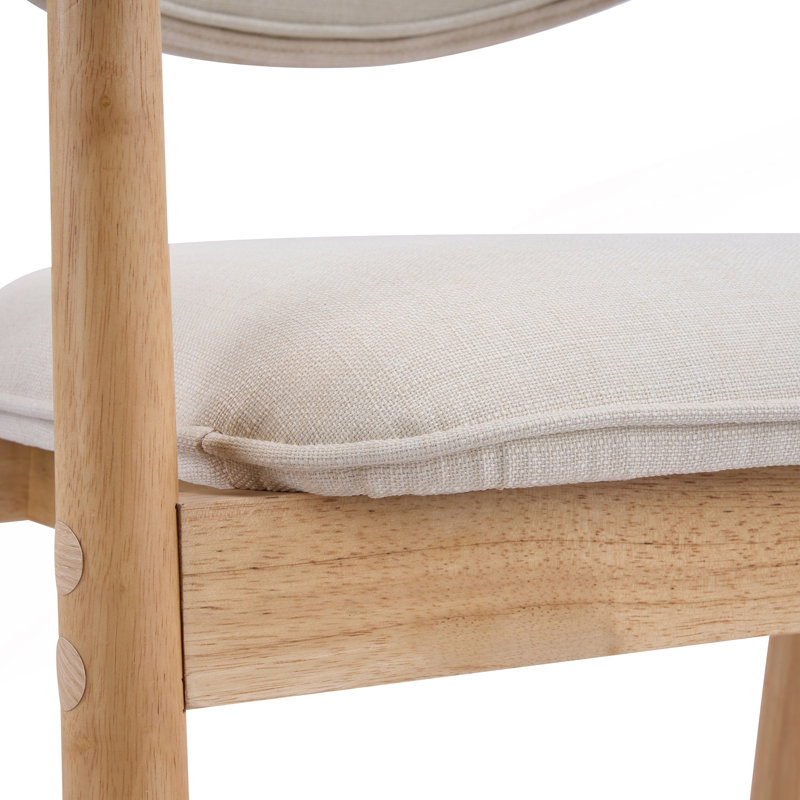 Ensemble de 2 chaises de salle à manger rembourrées avec dossier incurvé, Beige+Natural, Beige+Natural, Natural