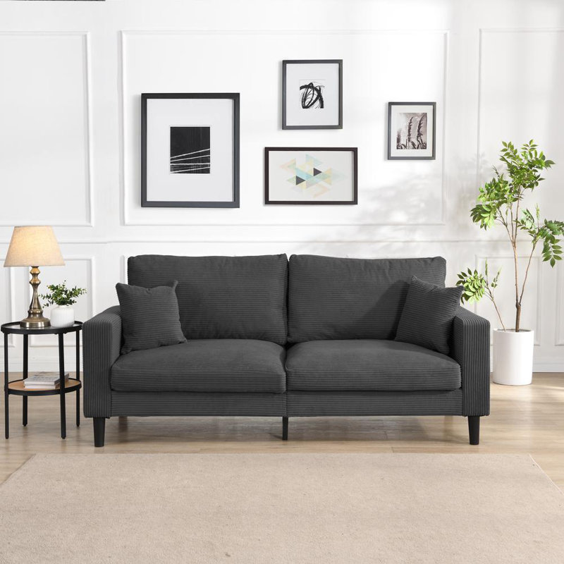65'' Upholstered Sofa, Dark Gray