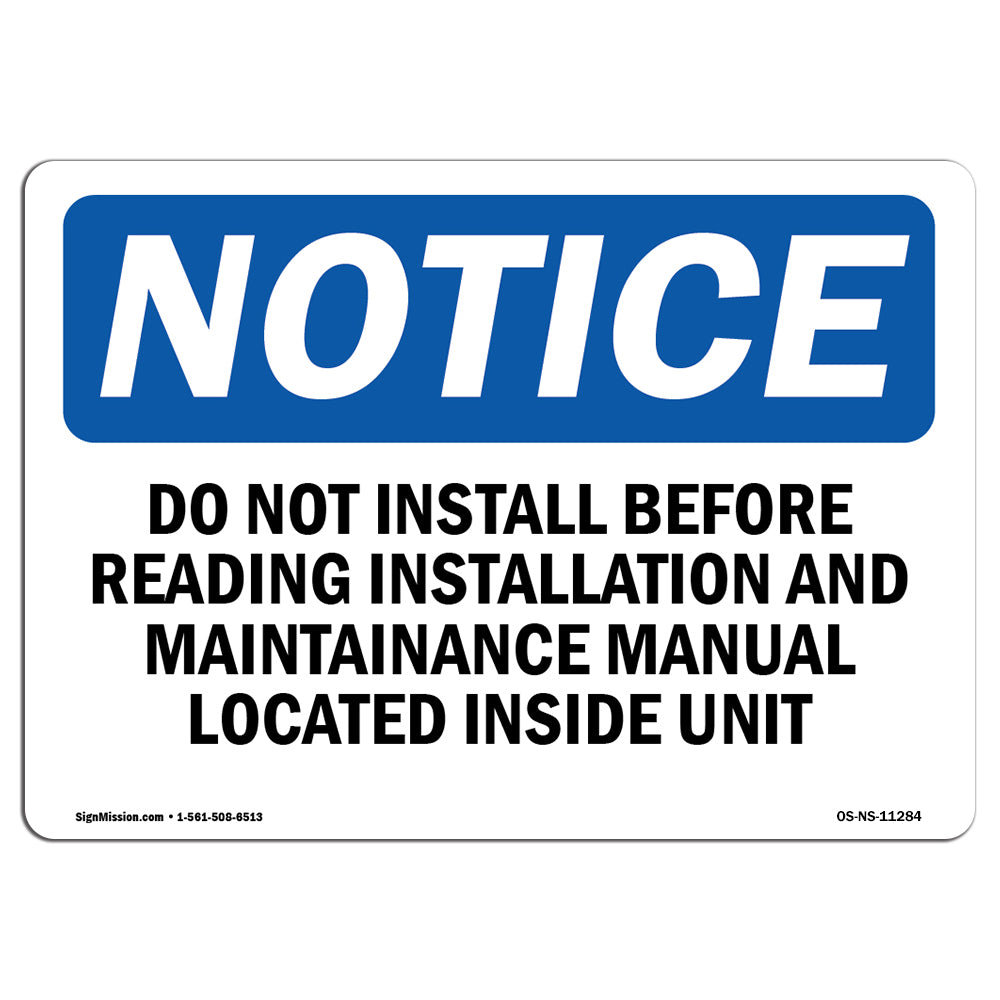 SignMission Osha Notice Do Not Install Before Reading Installation Sign Wayfair