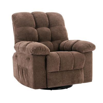 Fauteuil inclinable et pivotant à 360 ° avec revêtement en chenille, fauteuil inclinable coulissant à siège profond pour adultes, conception peu encombrante pour le salon ou les petits espaces
