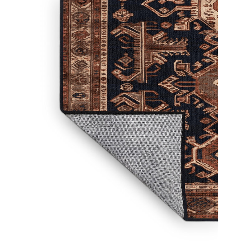 Tapis brun turc lavable à la machine, Rond 5 pi