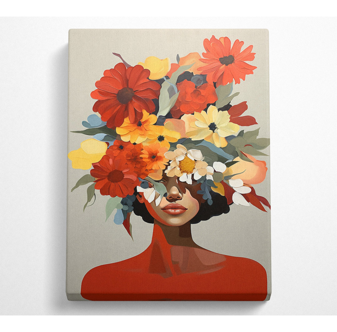 Flower Head Lady - Druck