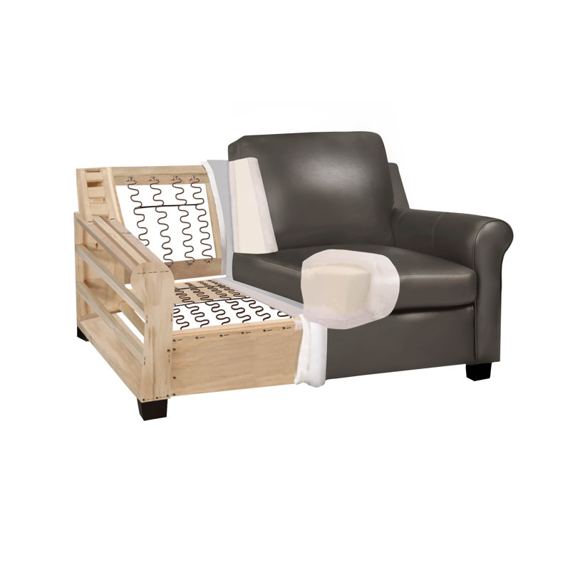 Canapé Ambrie, Cuir moka, H 36 po x l 58 po x P 37 po
