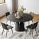Modern Dining Room Sets, Pre-Assembly Round Dining Table Sets, Sintered Stone Tabletop Kitchen Dining Table Set With PU Upholstered Chairs