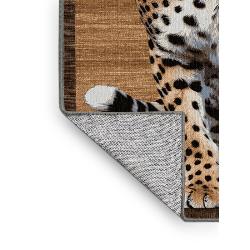 Washable Namibian Cheetah Big Cats Area Rug, Square 7'