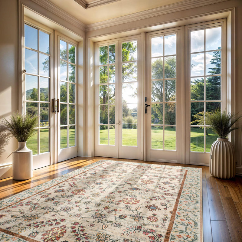 Straub Large Floral Tranditional Rugs Living Room Rug Washable Bedroom Rug Non-Slip Colorful Vintage Accent Floor Carpet For Home Decor