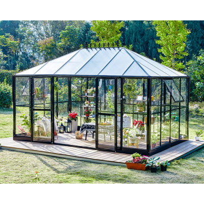 Serre en polycarbonate d'extérieur Grer’s Haven AMERLIFE, assemblage rapide, cour arrière, noir