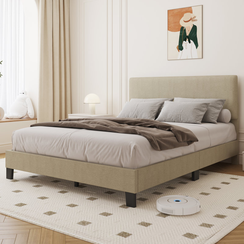 Lit rembourré Issi, Double, Beige