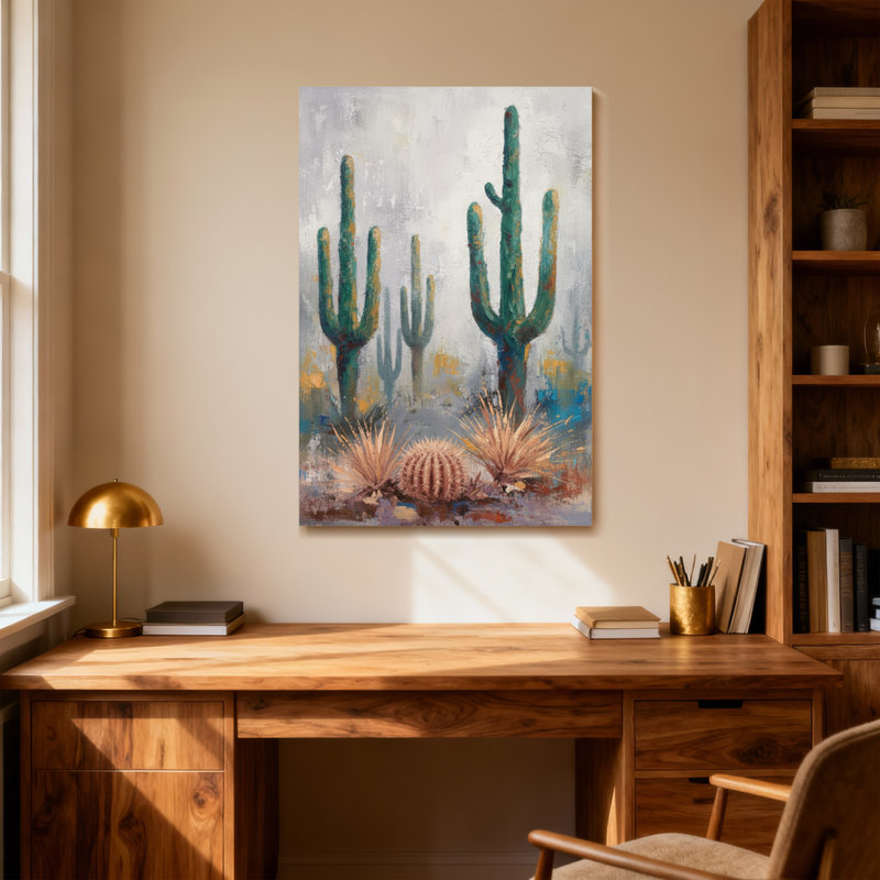 Plantes et fleurs, paysage de cactus du désert, reproduction d'art sur toile, H 24 po x l 16 po