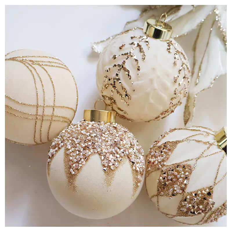 Ensemble de 12 décorations de Noël de 3,15 pouces, boules incassables peintes pour décoration d'arbre de Noël