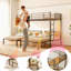 Lit superposé triple plateforme classique en métal noir pour maisons multi-enfants et soirées pyjama, conception séparable