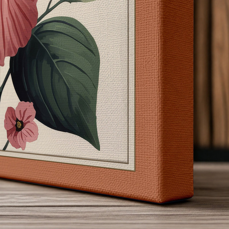 Hibiscus Study Botanical - Wrapped Canvas, 36x24 - 91.4 x 61.0 cm, Terracotta Border