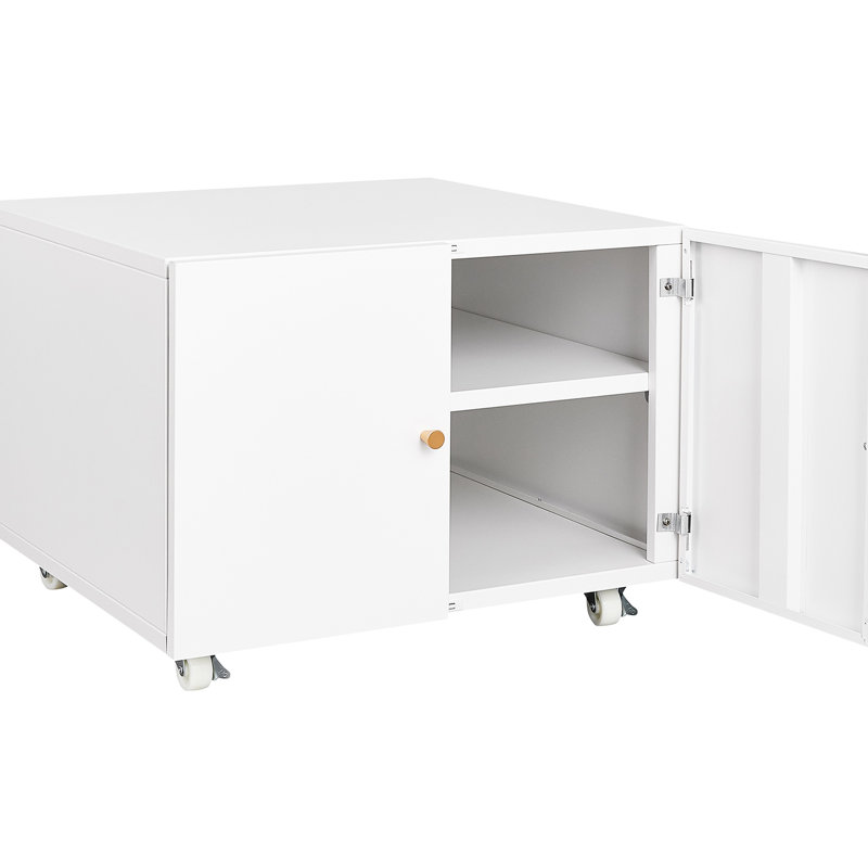 Support pour bureau à 2 portes: mobile en acier avec 4 roues rotatives et armoire à surface facile: support universel mobile