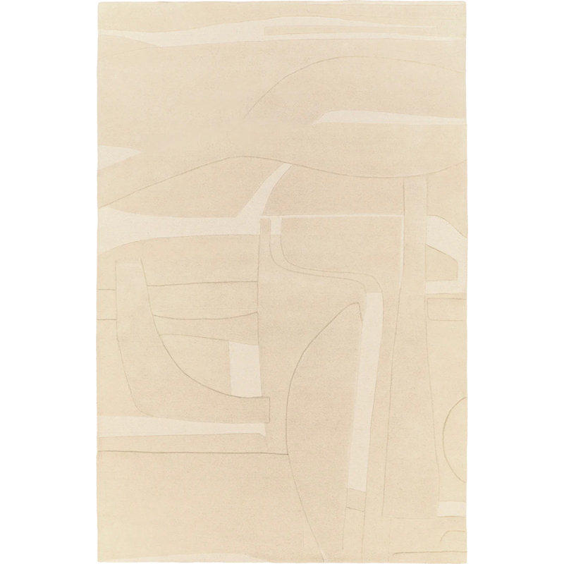 Collage Hand Tufted Wool Abstract Area Rug in Beige, Rectangle 8'2" x 11'6"