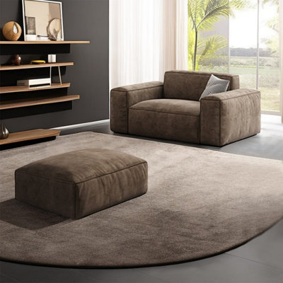 Coffee Polyester cushion Arm Chair with Ottoman