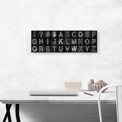 «Modern Modern Black and White Full Alphabet», reproduction d'art textuel panoramique sur toile tendue